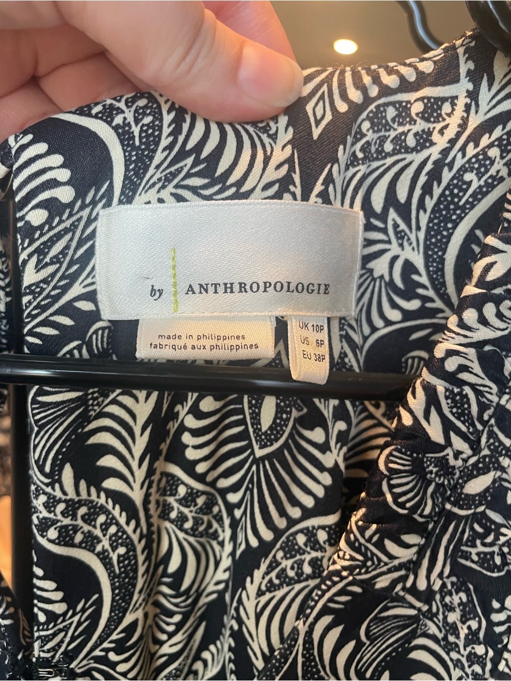 Anthropologie Black and White Paisley-Print Button-Down Shirt